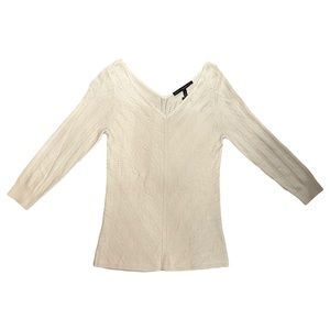 White V-neck Pointelle